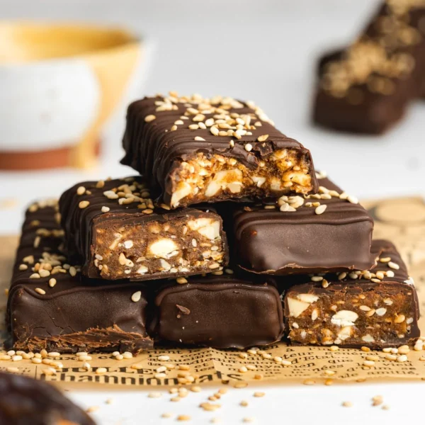 Premium Iranian date bar with sesame seeds and chocolate coating